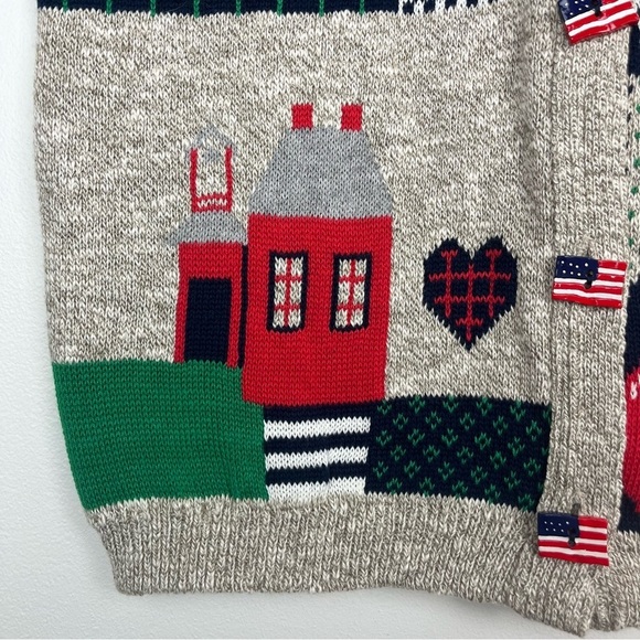 VINTAGE Sweater Loft Americana Intarsia Knit Teacher Vest Small Petite - Picture 5 of 13